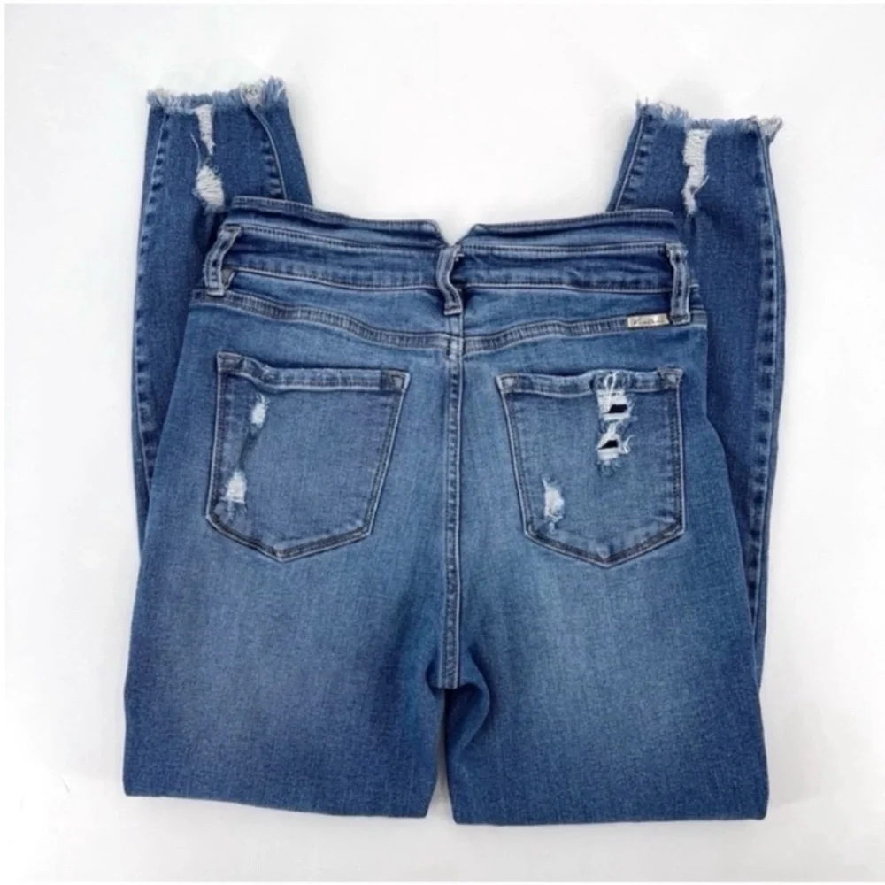 Kancan Button Fly High Rise Ankle Skinny Jeans size 9/28 distressed frayed hem - Picture 3 of 5